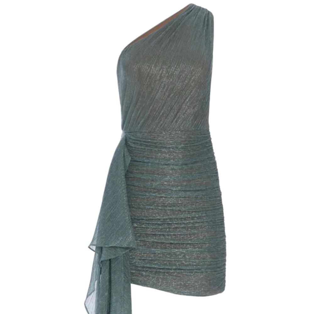 PatBO Silver One Shoulder Sheath Dress
